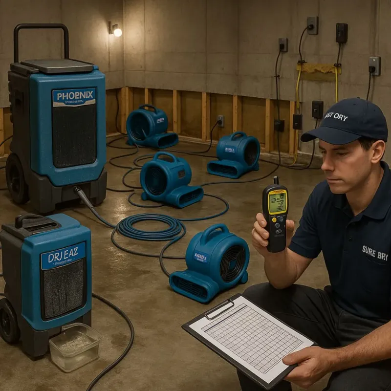 Structural Drying and Dehumidification process in Wrentham, MA